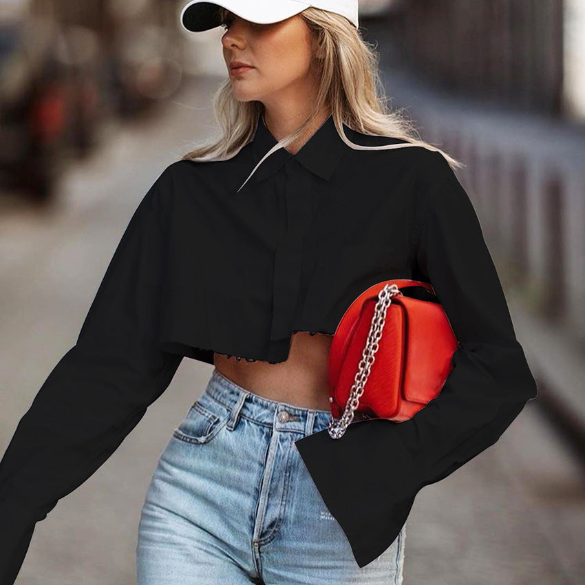 Dame Cropped Skjorte med voluminøse ærmer og moderne snit Stilla