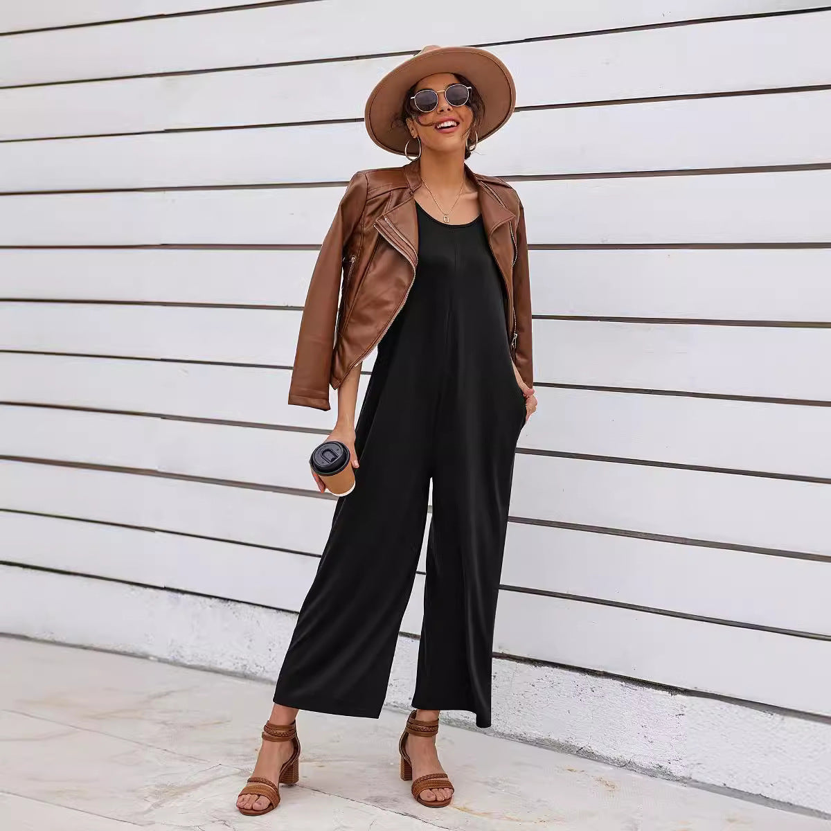 Dame Casual Jumpsuit med vide ben og praktiske lommer Stilla