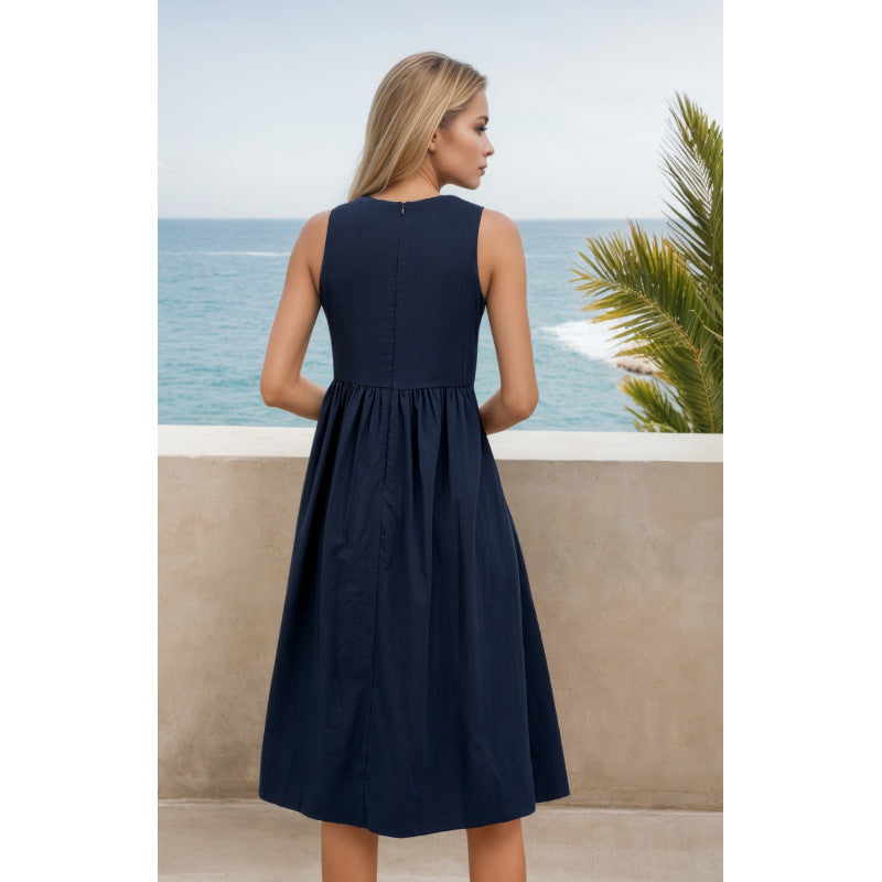 Dame A-linje Midi kjole med broderet blomsterdesign Stilla