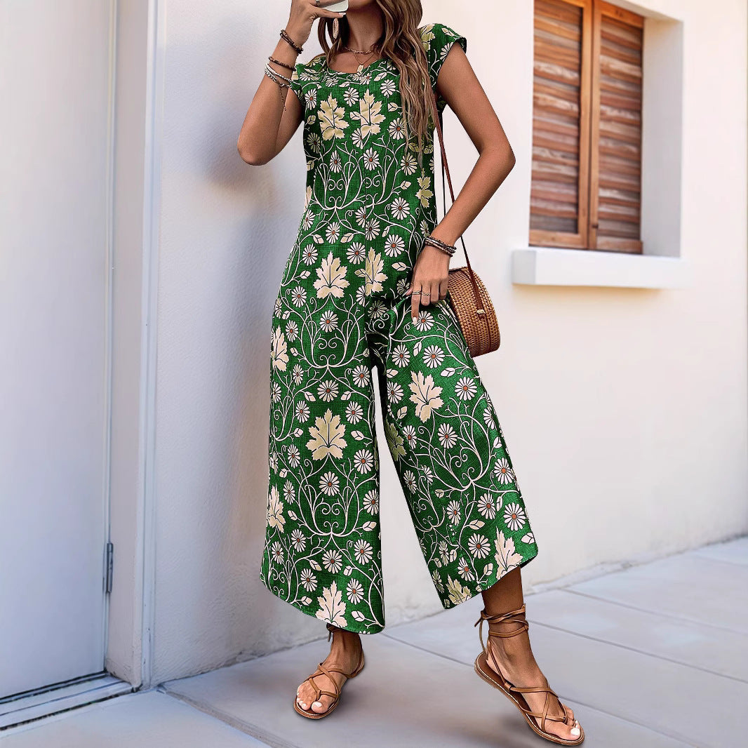 Dame jumpsuit med florale mønstre og bred pasform Stilla