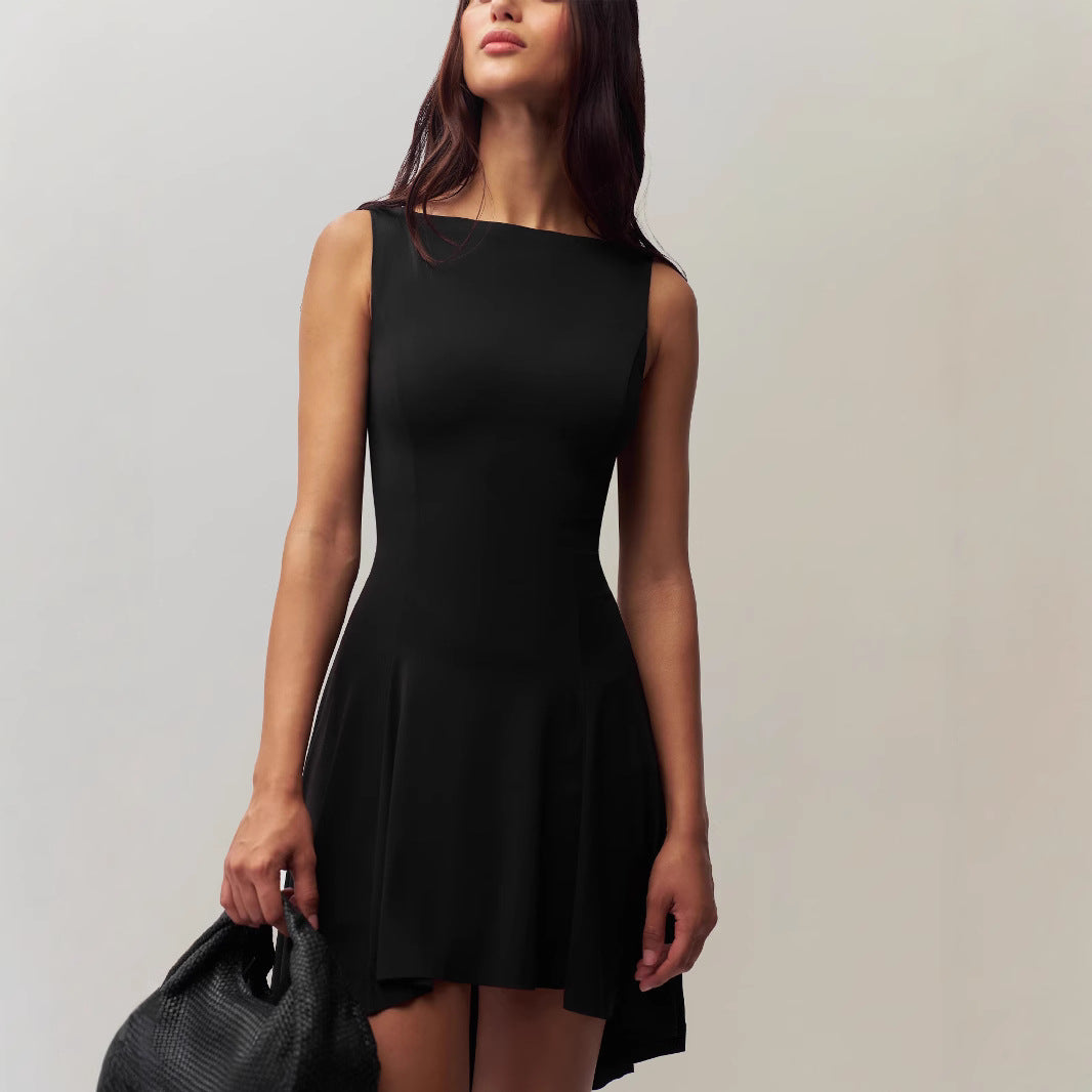 Dame elegant A-linje kjole med asymmetrisk søm og blødt struktureret overflade Stilla