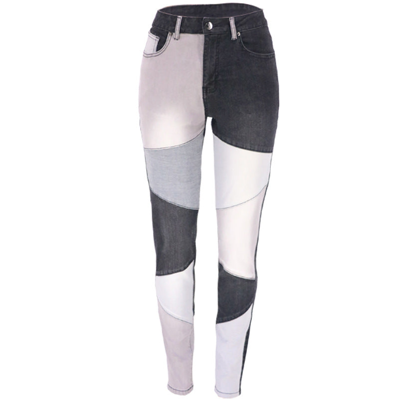 Damer Mode Skinny Jeans i kreativ patchwork-design med høj talje Stilla