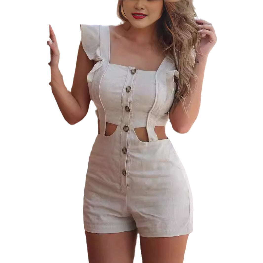 Dame jumpsuit med stilfulde cut-outs og voluminøse ærmer Stilla
