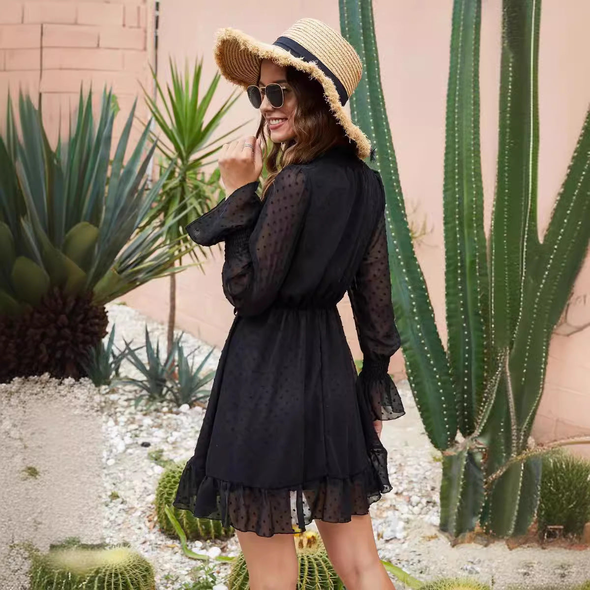 Dame afslappet kjole med puffærmer Stilla