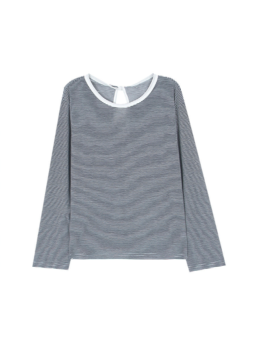 Dame afslappet longsleeve t-shirt med højkvalitets tekstur og moderigtigt rundhalsudskæring Stilla