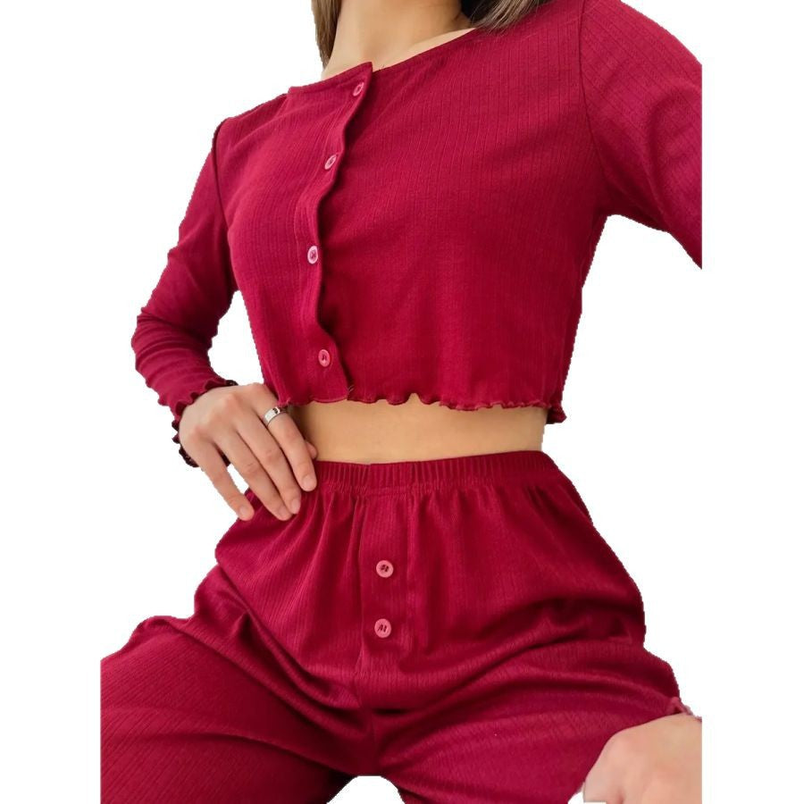 Dame cropped skjorte med knaplukning og bølget søm Stilla