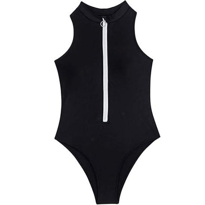 Dame Sporty Éntedeler Badetøj med moderne Shorty-snit og høj krave Stilla