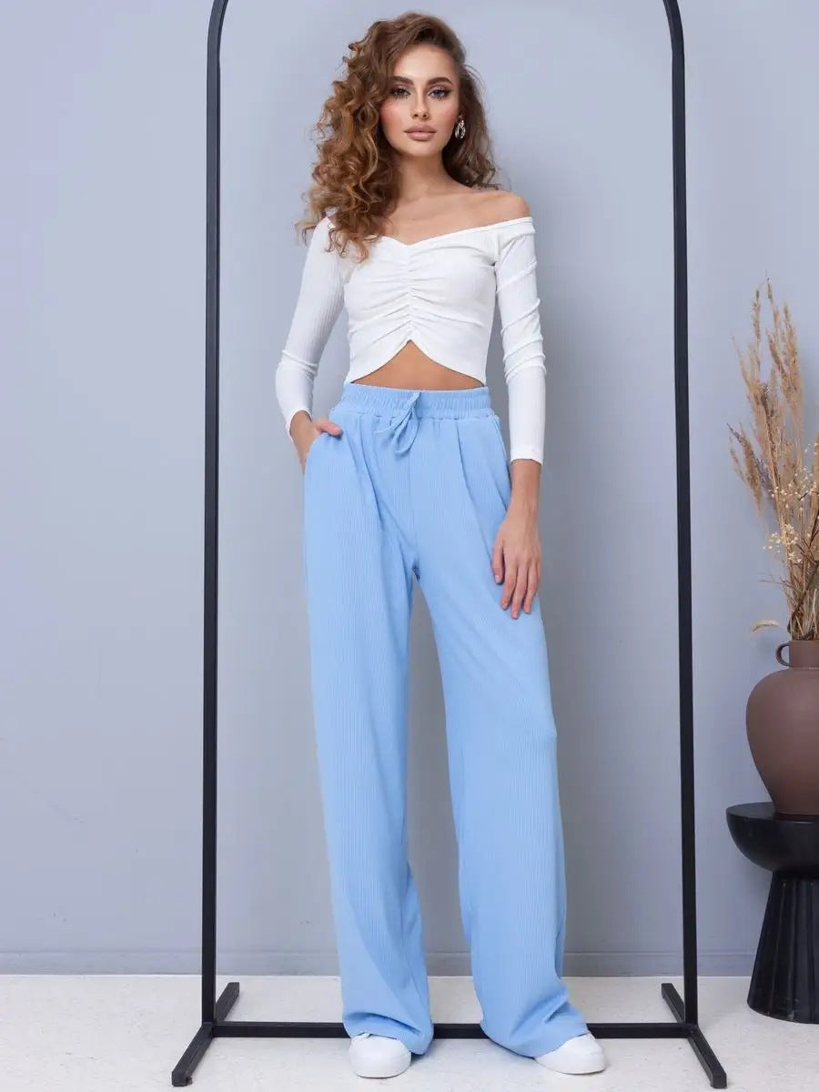 Dame afslappet komfortbukser med elastisk talje og praktiske lommer Stilla