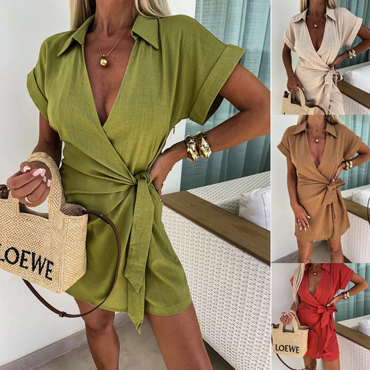 Dame Casual Jumpsuit med taljerbart design og kortærmet Stiila