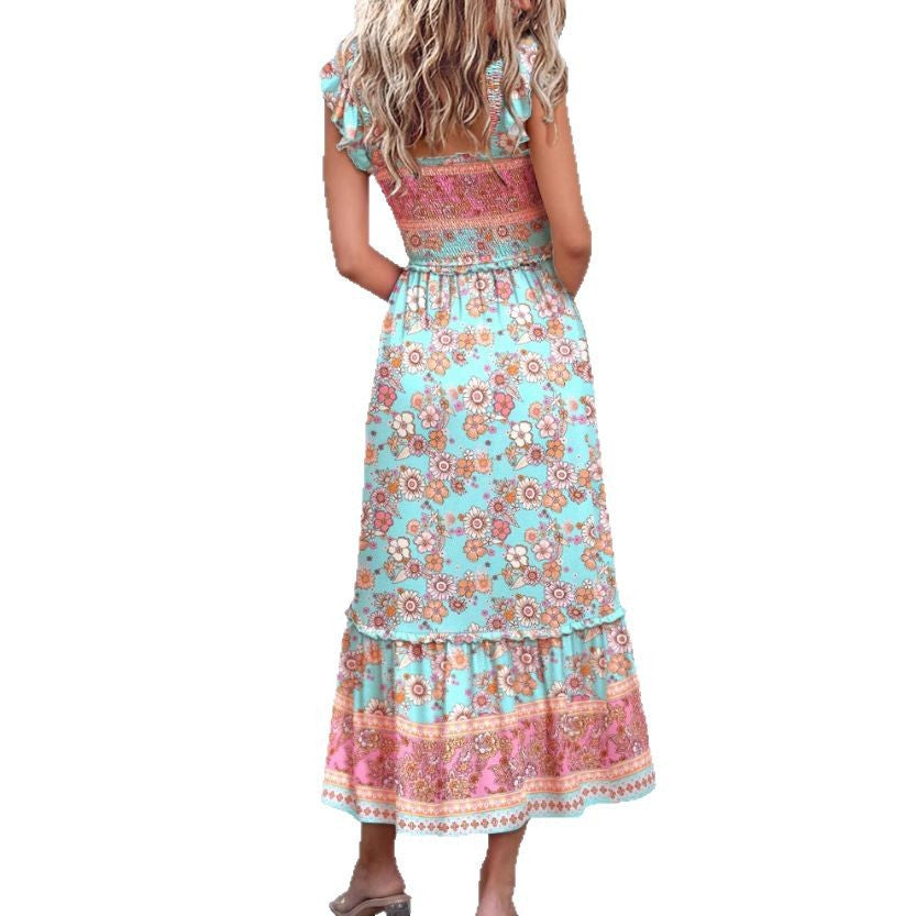 Bohemian Tropical Print Maxi-Kjole til Damer Stilla