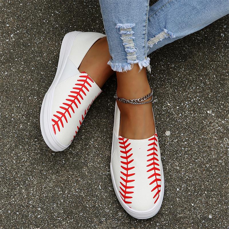 Dame afslappede Slip-On Sneakers med sporty baseball-design Stilla