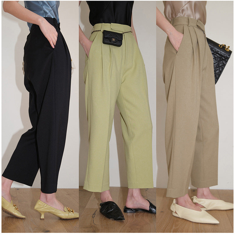 Dame elegant høj talje bukser med struktureret stof og moderne detaljer Stilla