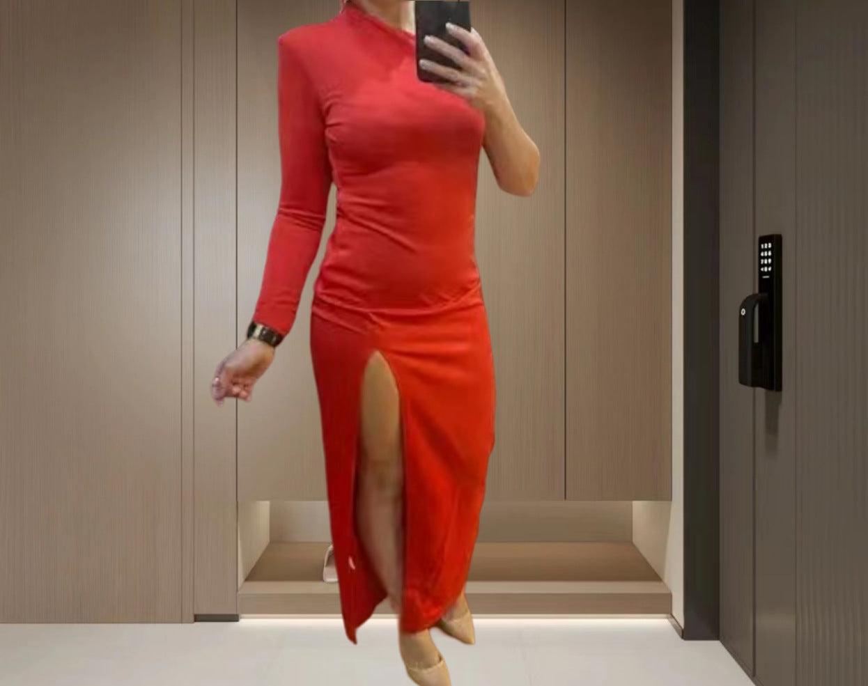 Dame Elegant Bodycon Kjole med asymmetrisk Udsnit og Høj Slids Stilla