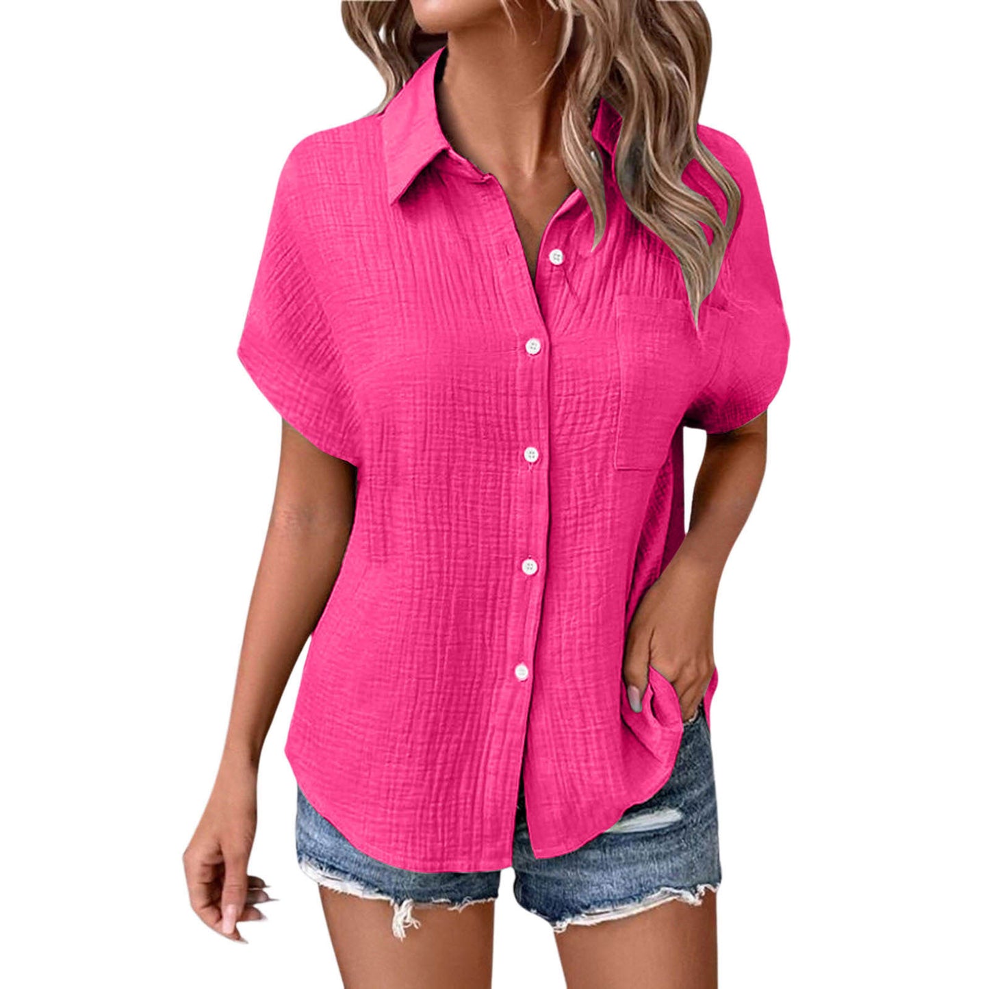 Dame afslappet knapstribe bluse Stilla