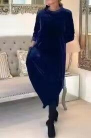 Dame afslappet hættekjole i luksuriøs velour Stilla