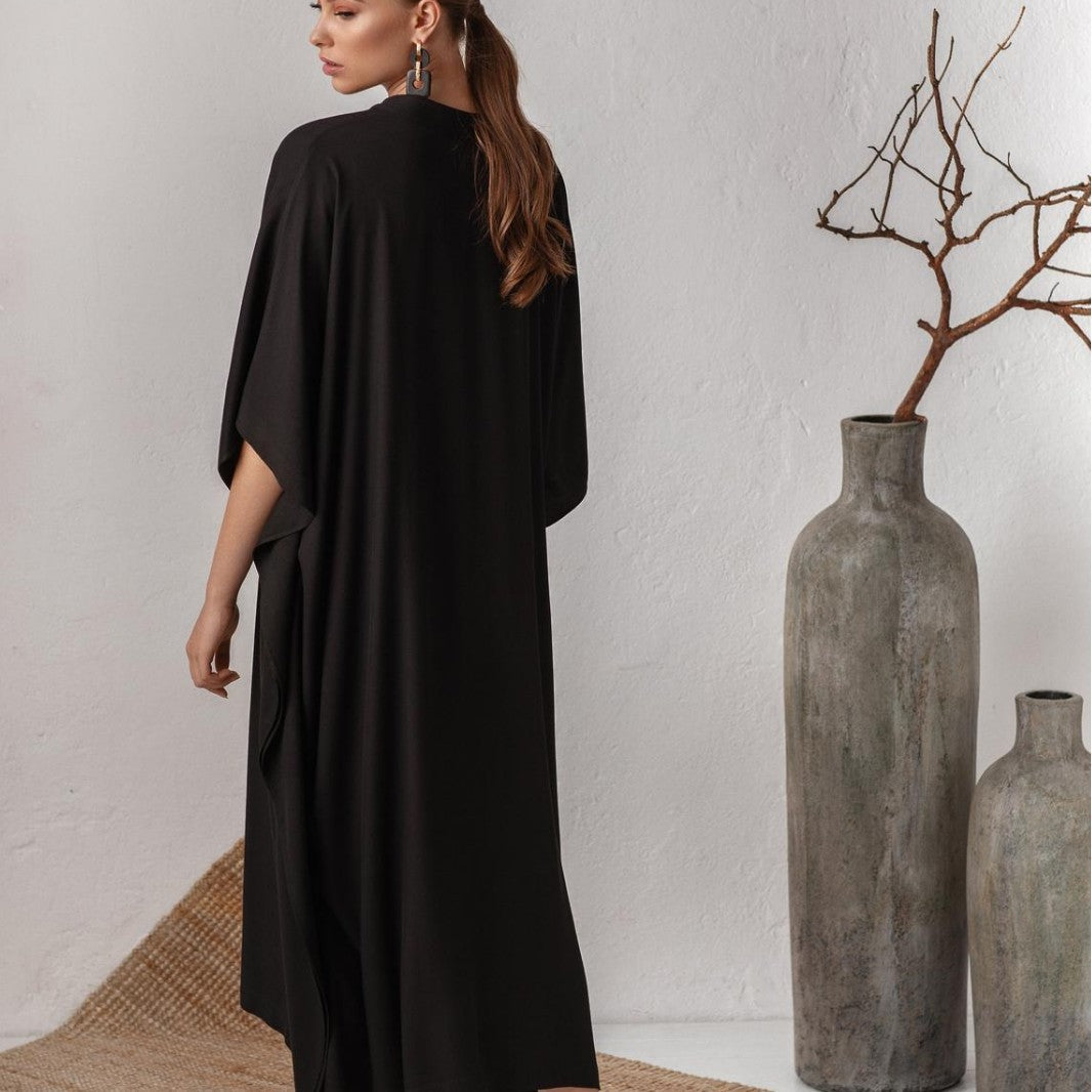 Dame elegant Kaftan med V-hals og bredt skårede ærmer Stilla
