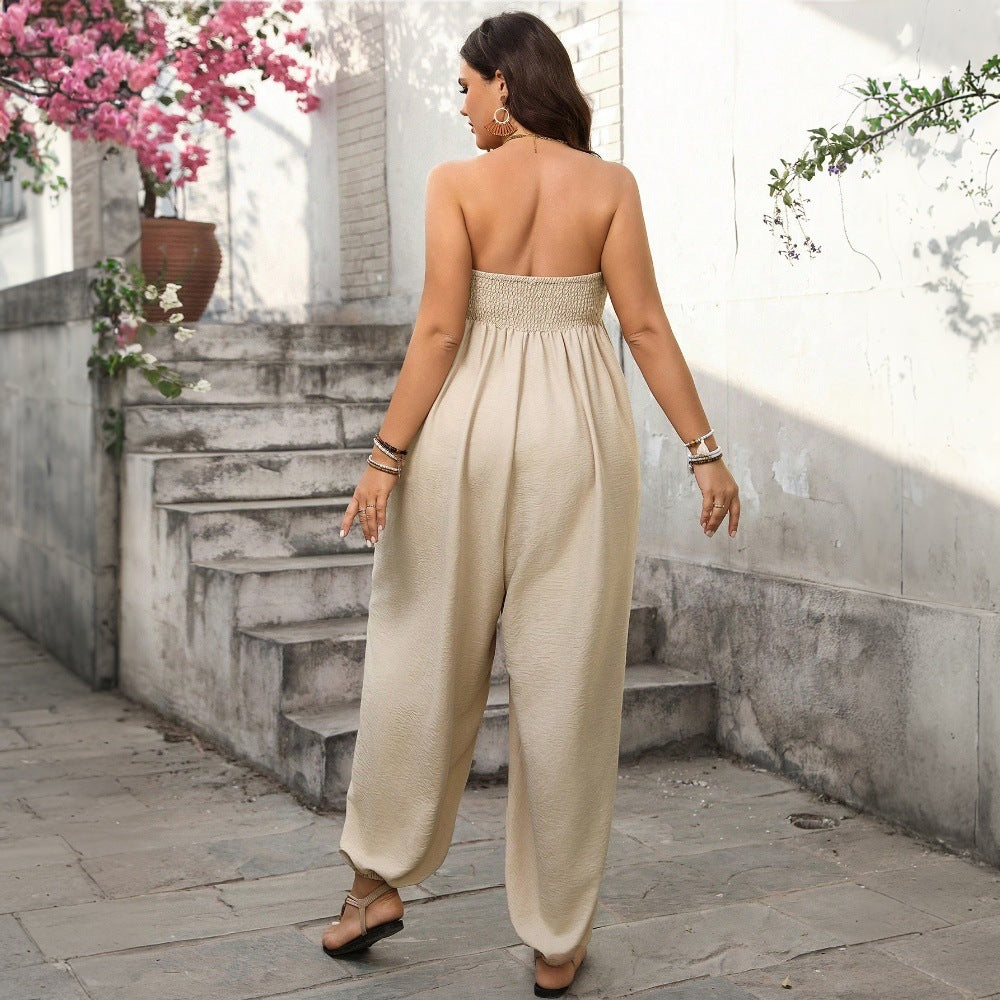 Dame afslappet jumpsuit med elastisk overdel og praktiske lommer Stilla