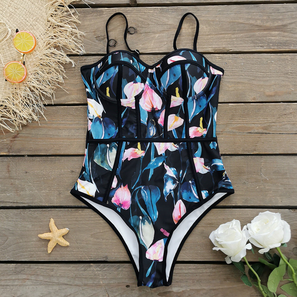 Dame Ein-delt Badedragt med formende Bustier og justerbare stropper Stilla