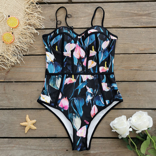 Dame Ein-delt Badedragt med formende Bustier og justerbare stropper Stilla