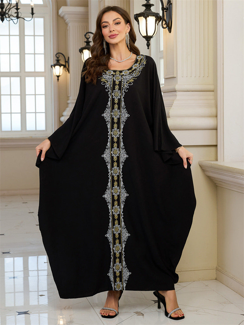 Dame Elegant Kaftan med kunstnerisk broderi Design Stilla