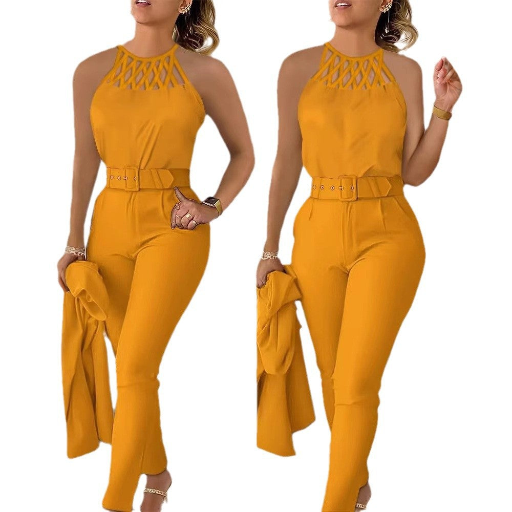 Dame jumpsuit med moderne snit og dekorativ krave Stilla