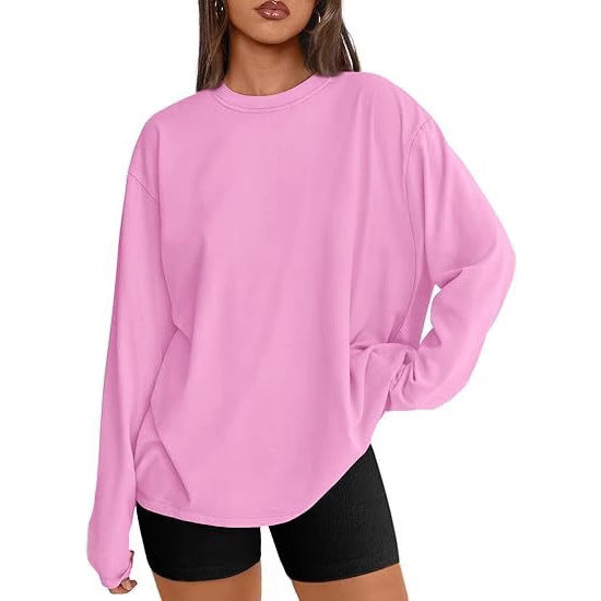 Dame afslappet langærmet skjorte med overdimensioneret pasform og rund halsudskæring Stilla