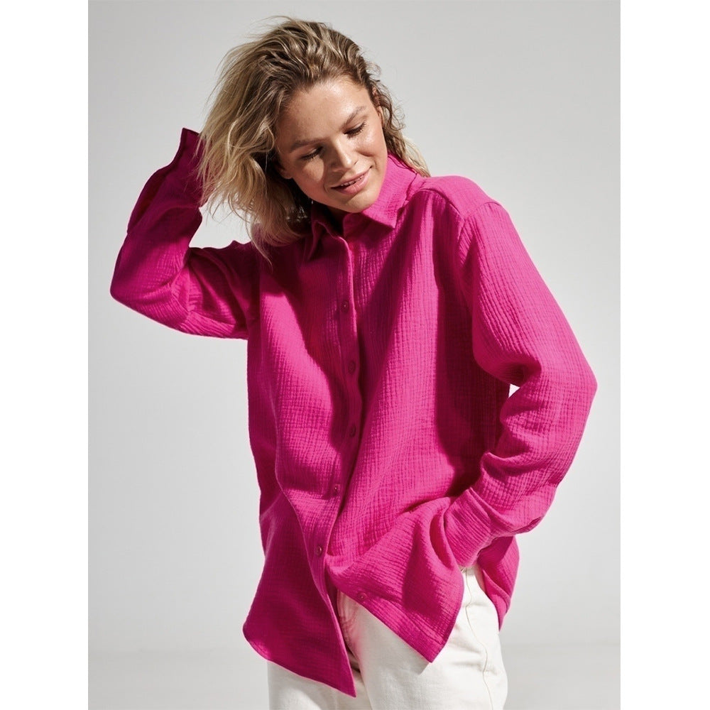 Dame afslappet skjorte bluse i åndbart materiale Stilla