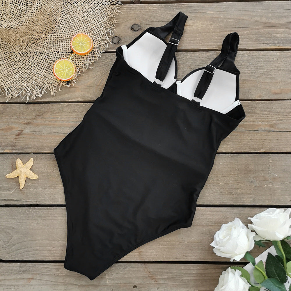 Dame elegant badedragt med push-up BH og dekorativ taljebælte Stilla