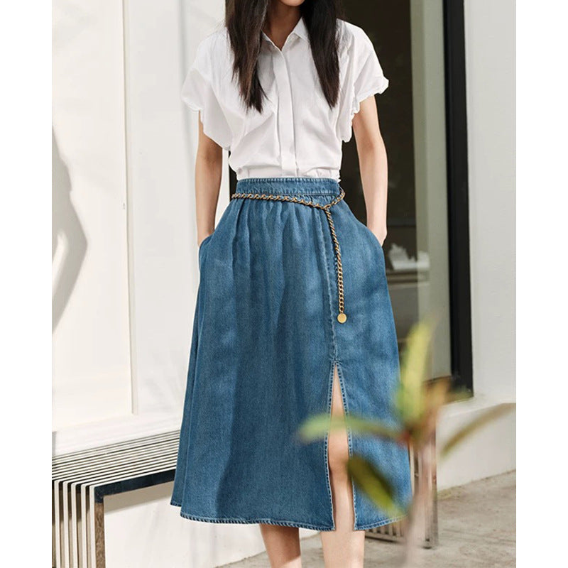 Dame elegant bluse med rynkning og korte ærmer Stilla