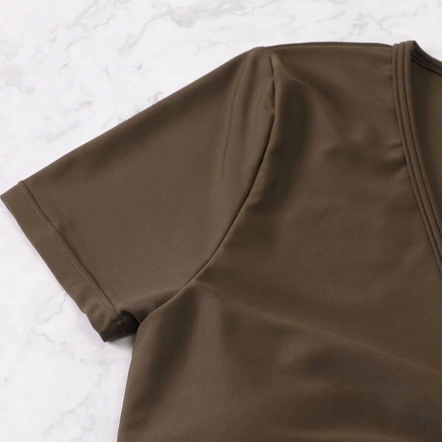 Dame Crop-Top Svømmetøj sæt med rynkning og høj talje Stilla