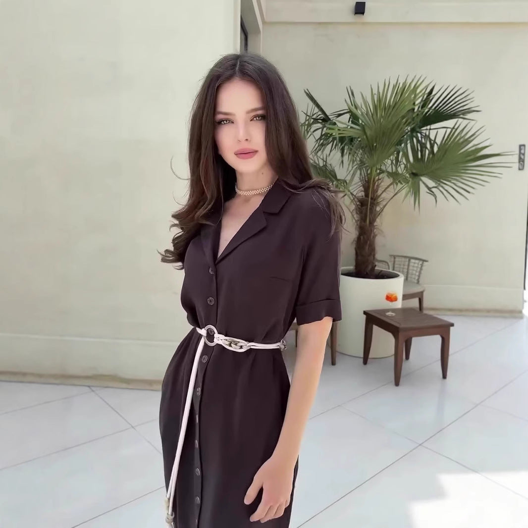 Dame Elegant Knap Skjorte Kjole Stilla