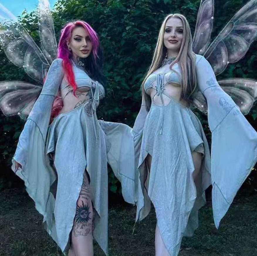 Dame Cut-Out Maxikjole med asymmetrisk kant og glitrende draperingseffekt Stilla