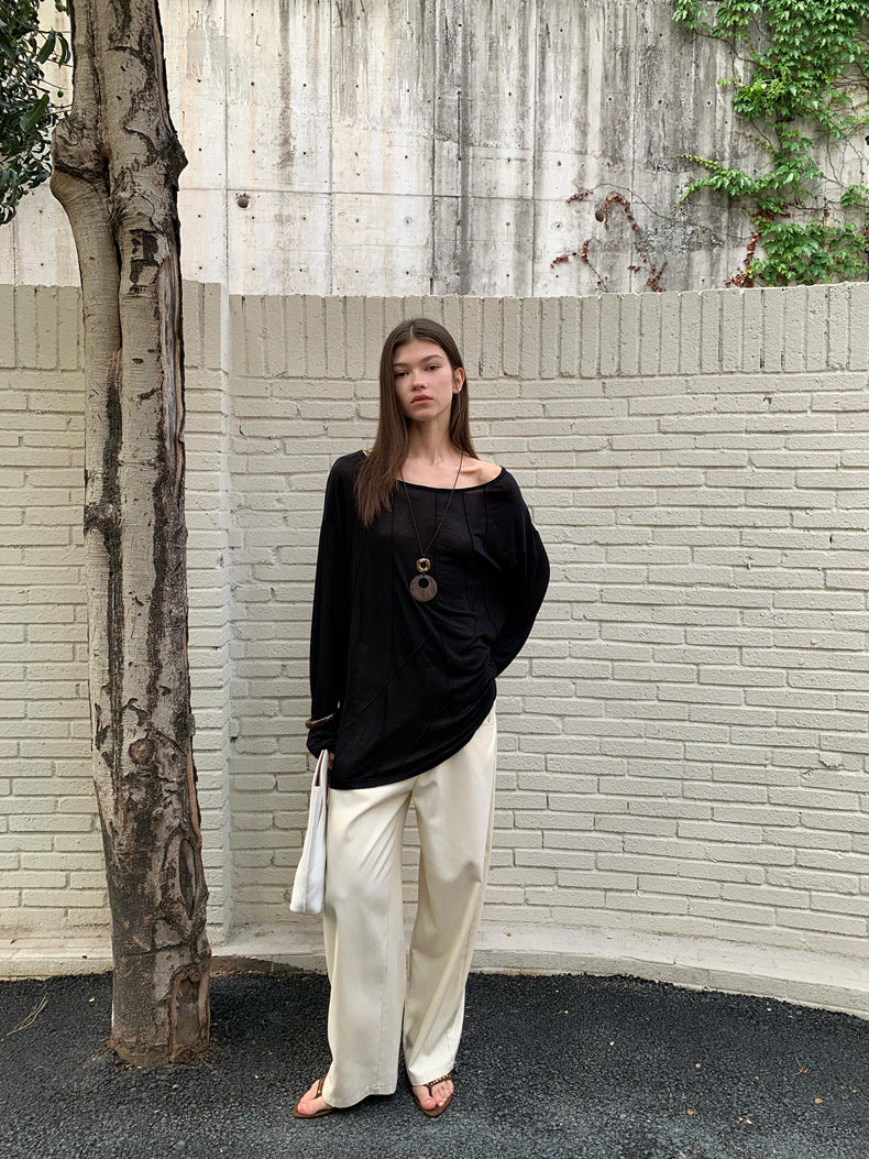 Dame afslappet overdel med asymmetrisk snit Stilla