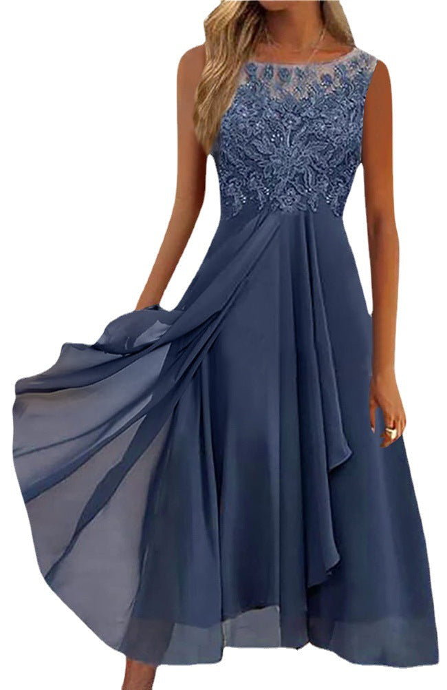 Dame elegant cocktailkjole med kunstneriske spids detaljer Stilla