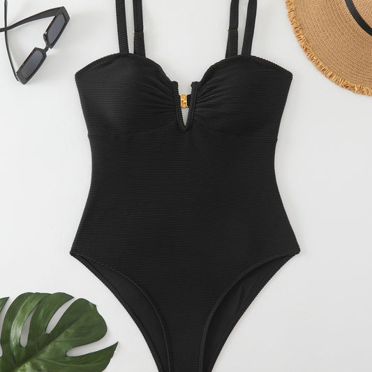 Dame Eintøjs badedragt med moderigtig lynlås og elegant ribstruktur Stilla
