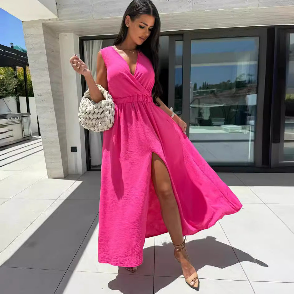 Dame Elegant Højskåret Maxi Kjole Stilla