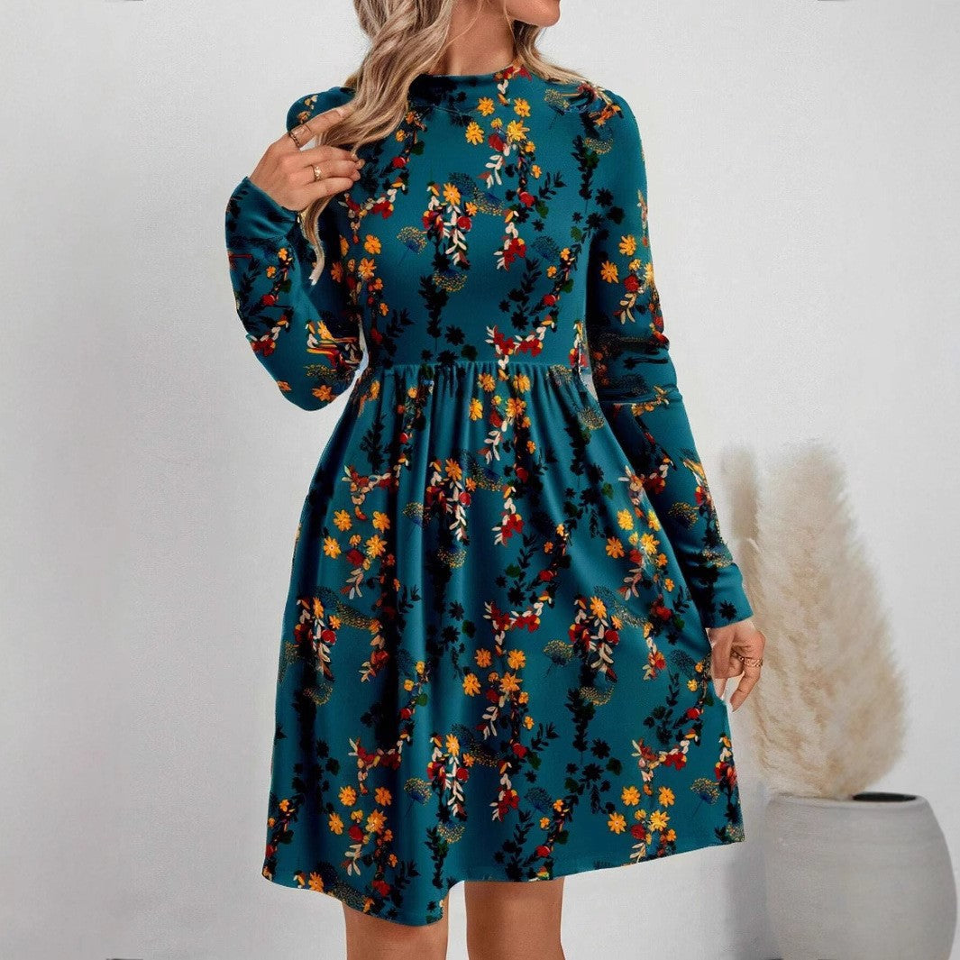 Dame afslappet blusenkjole med blomsterprint Stilla