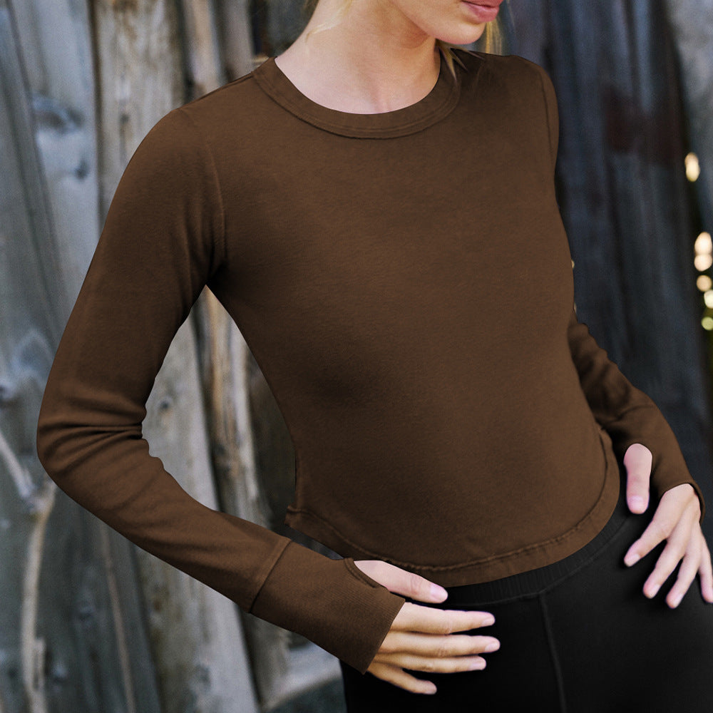 Dame cropped Langarmtrøje med fin ribstruktur Stilla