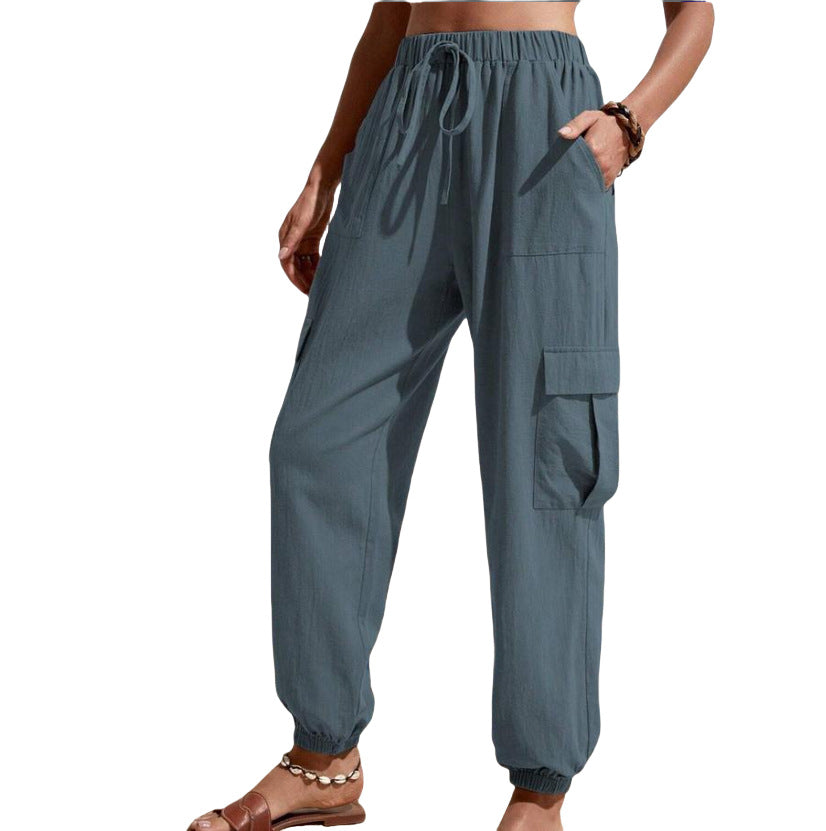 Dame afslappet cargo-bukser med elastisk talje og praktiske lommer Stilla