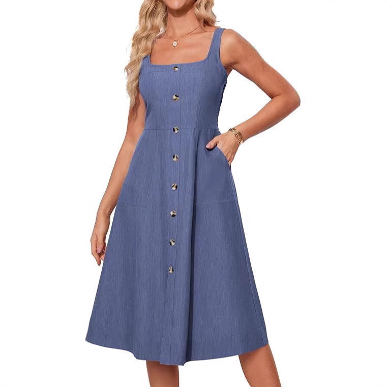 Dame A-linje Knaplukning Sommerkjole Stilla