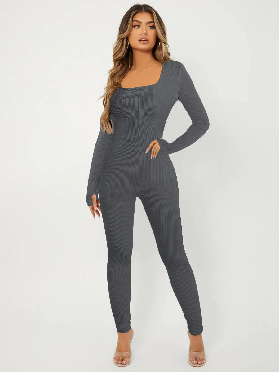 Dame jumpsuit med lange ærmer og struktureret design Stilla