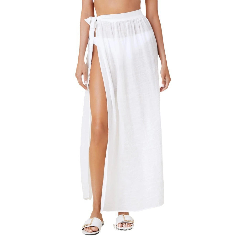 Dame Elegant Høj Slids Strand Wrap Nederdel Stilla