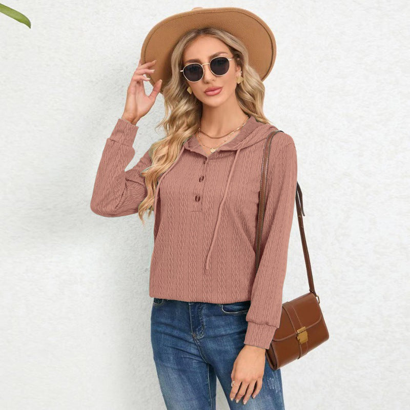 Dame afslappet hætte sweatshirt med knaplukning Stilla