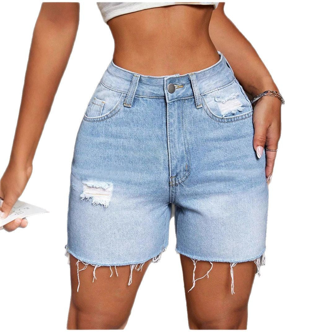 Dame Z destroyed denim shorts i afslappet trendstil Stilla