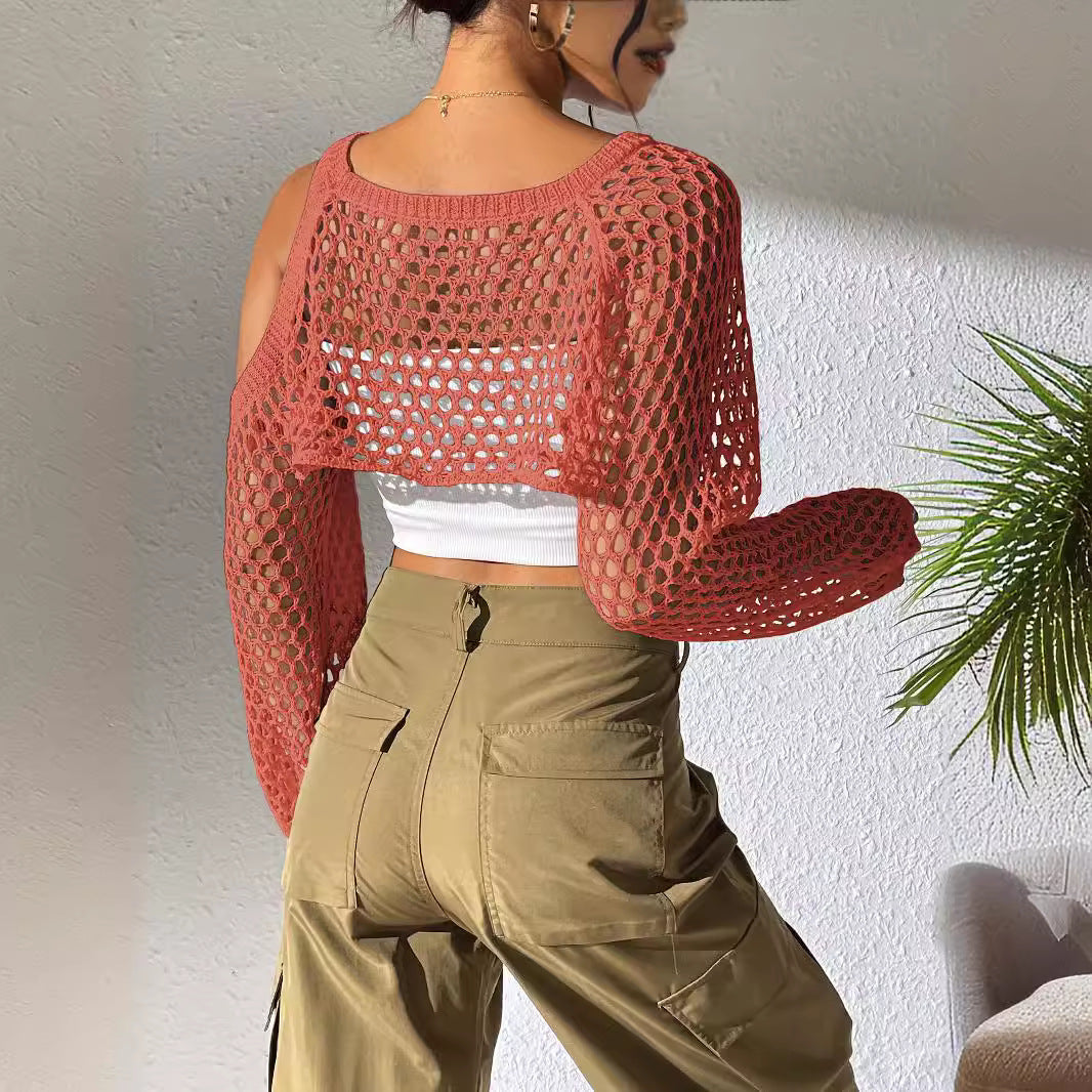 Dame Åben Strik Crop Top Stilla