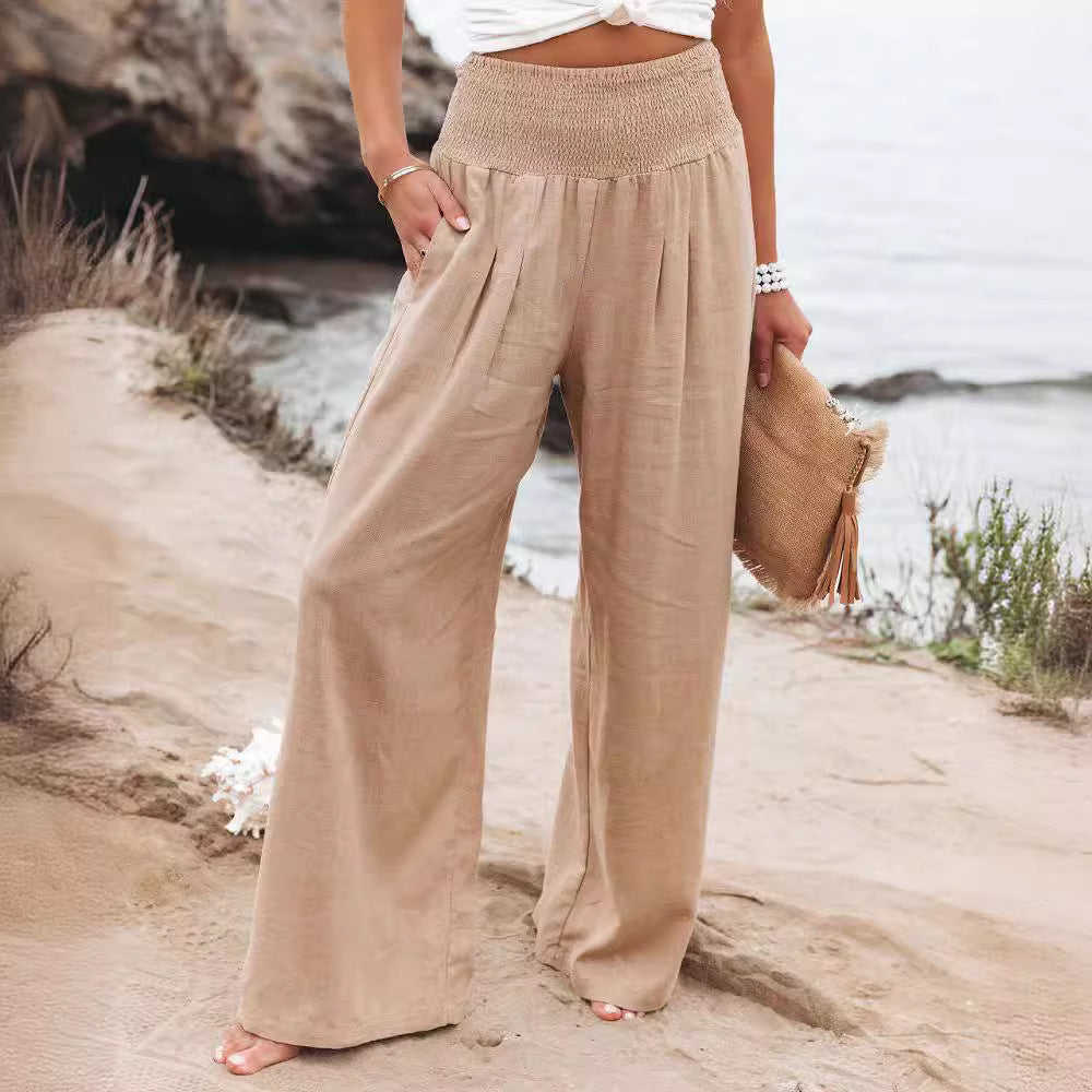 Dame Elegant Høj talje bukser lavet af let stof med bred ben Stilla