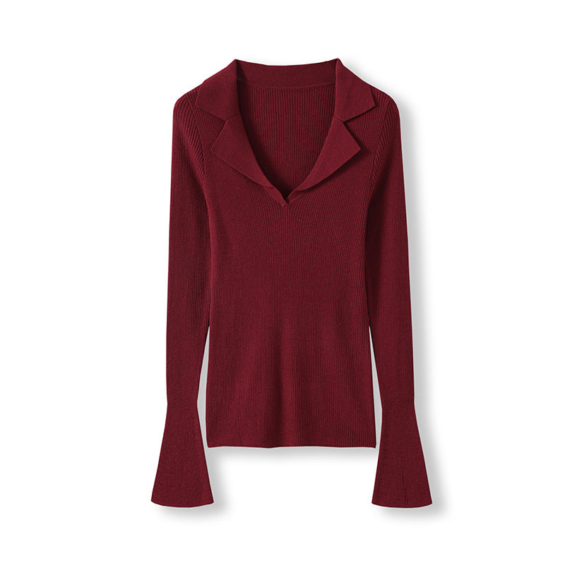 Femme Glockenærme V-Udskæring Pullover Stilla