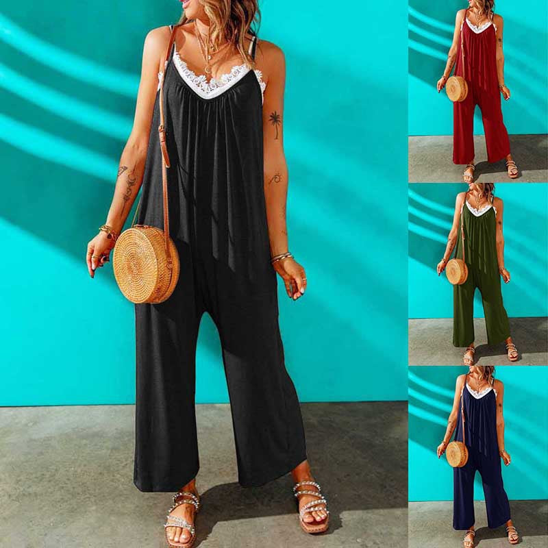 Dame luftig Jumpsuit med spidse Stilla