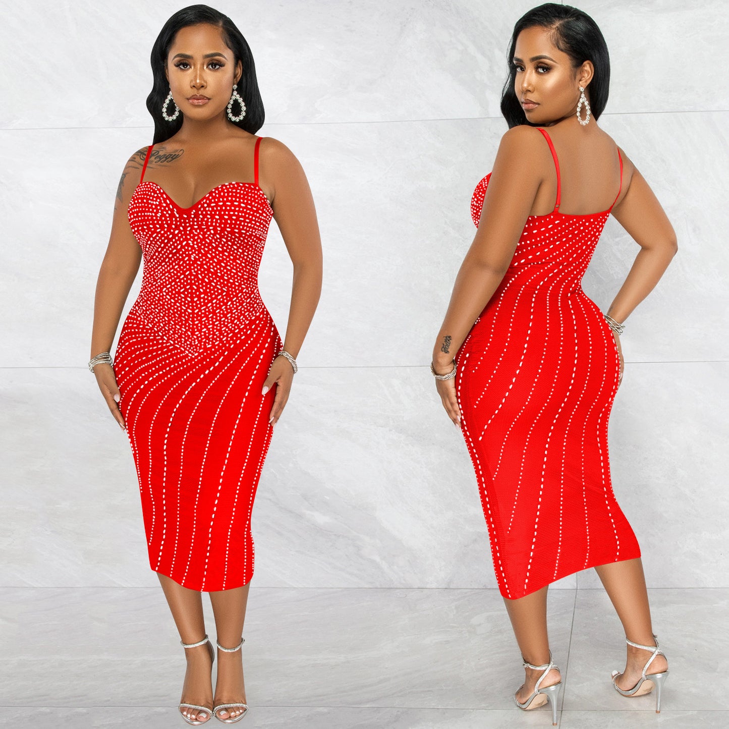 Dame Elegant aften kjole med skinnende pailetter og tætsiddende snit Stilla