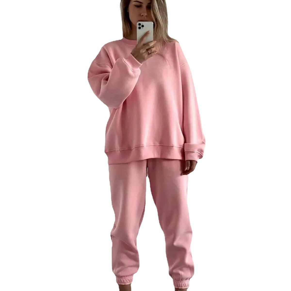 Dame afslappet fleece træningssæt med høj talje Stilla